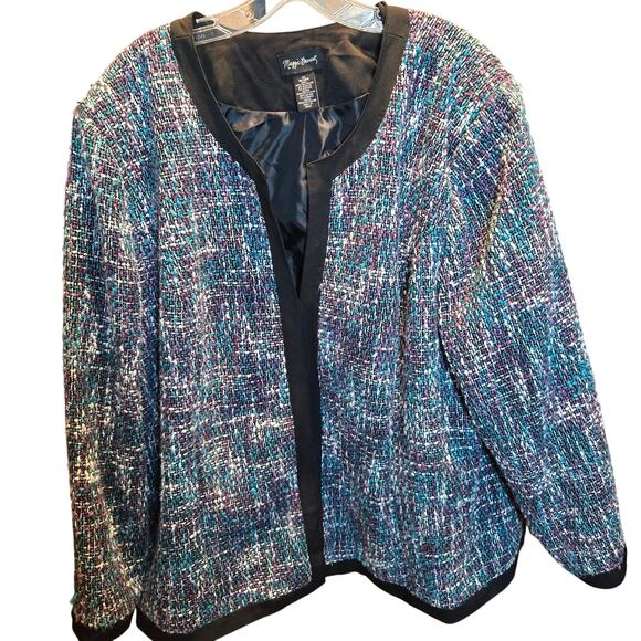 Maggie Barns 3X Blue Women's Blazer Jacket Suit Coat Plus Size 26W 28W XXXL 3XL - Picture 1 of 4